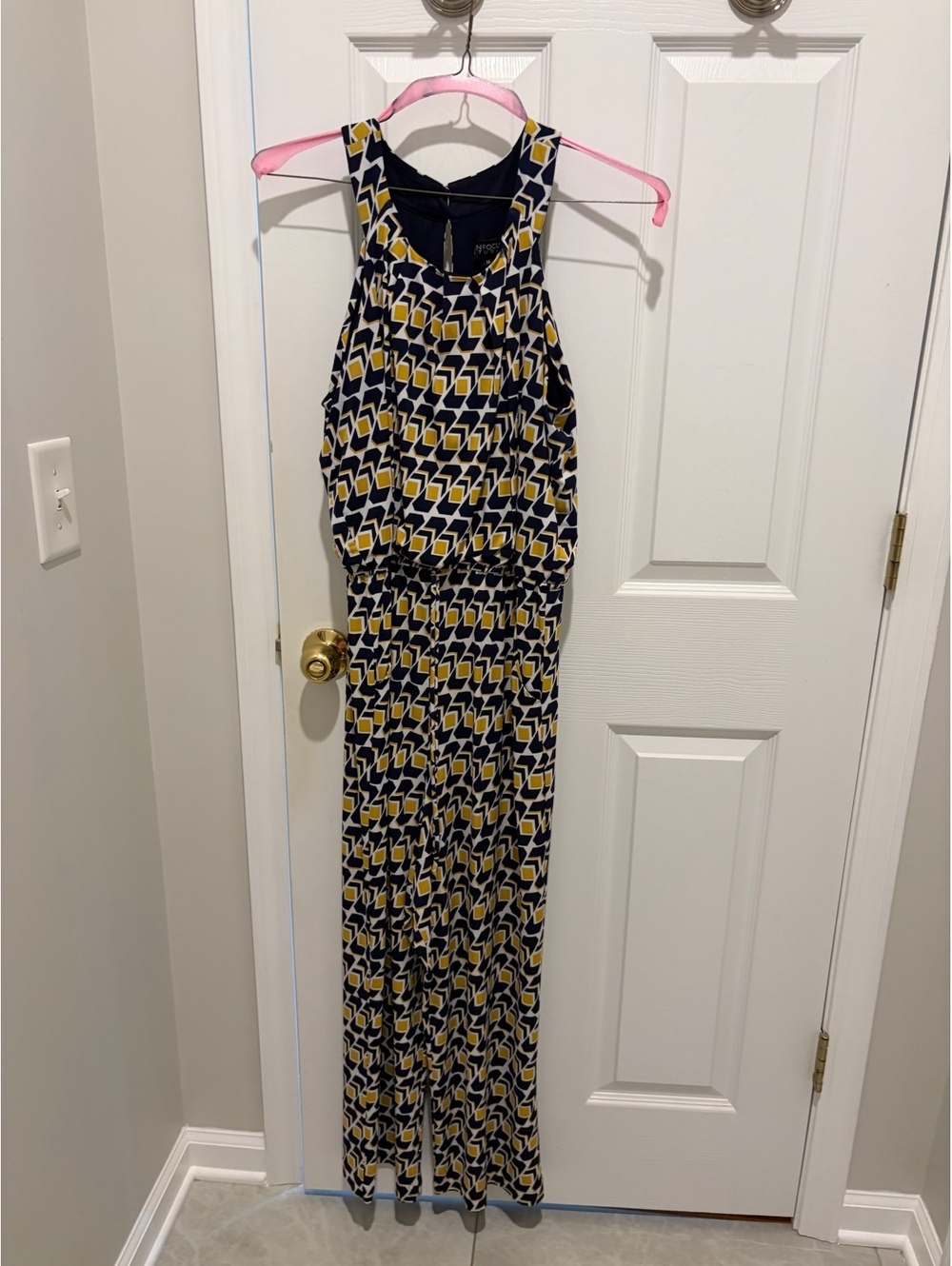 NFocus Navy yellow smocked jumpsuit - 14
